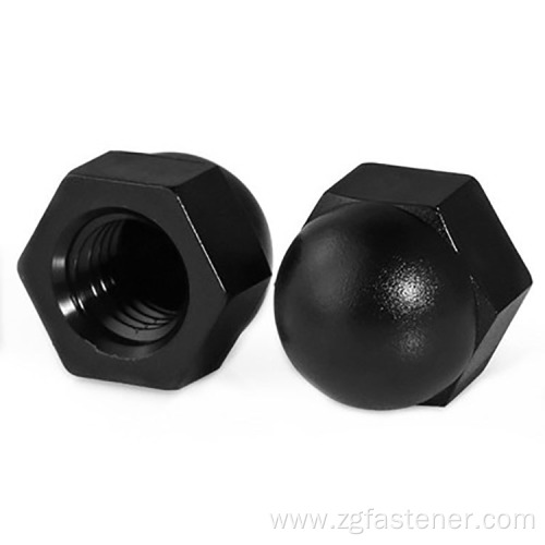 Black Steel Hexagon Acorn Nuts DIN1587 Black Oxide Coating Acorn Hexagon Nuts